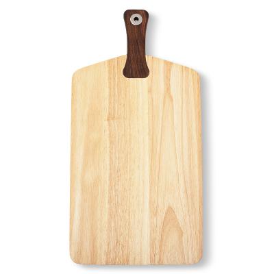 China Sustainable Rubber Wooden Cutting Board Steak Home Cutting Plates For Kitchen With Walnut Wood Handle for sale