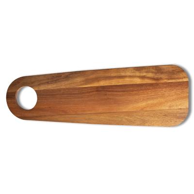 China Viable Hot Sale Natural Natural Acacia Kitchen Cutting Plate Wooden Bread Tray Wooden Cutting Board With Round Hole Handle for sale