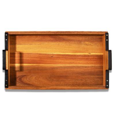 China Soli OEM Kitchen Serving Board Wooden Tray Acacia Sustainable Wooden Cutting Board Food Serving Tray For Breakfast Serving Tray for sale