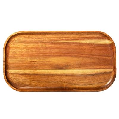 China High Quality Sustainable Acacia Wooden Tray Cutting Board OEM Kitchen Serving Board Food Serving Tray for Cafe Breakfast Serving for sale