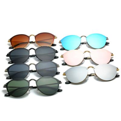 China Fashion Sunglasses Sell 2020 Wholesale Fashion Metal PC Lens Vintage Rimless Sunglasses Retro for sale