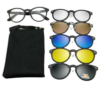 China Sunglasses Outdoor Sport Fashion 5 In 1 Glasses Magnetic Clip On Polarized Sunglasses for sale