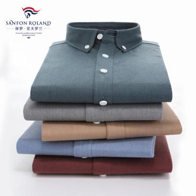 China Fashion wholesale pure cotton solid color men's anti-pilling custom shirt for sale