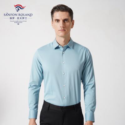 China Custom Made Anti-pilling Fiber Style Solid Color Long Sleeve Men's Formal Easy Pressed Shirt Bamboo Business Dress Shirts For Men for sale