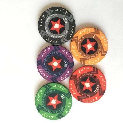 China 9g Ceramic Chips High Quality Print EPT Casino Table Ceramic Games for sale