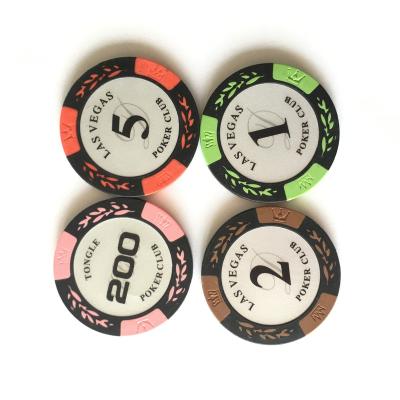 China Table Games of Clay Crown Grain Pattern 13.5g Clay Poker Chips Casino Gambling for sale