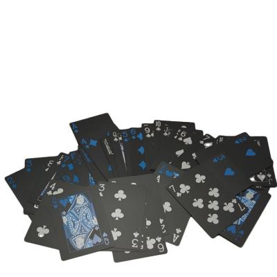 China Playing Card Waterproof Black Plastic Embossing Playing Cards Material Gift Vouchers For Collection Casino Playing Cards for sale