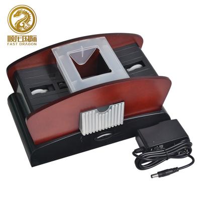 China Auto-Shuffle For 2 Decks Deluxe Wooden Card Shuffler For Shuffle Machine Automatic Poker Card Shuffler for sale