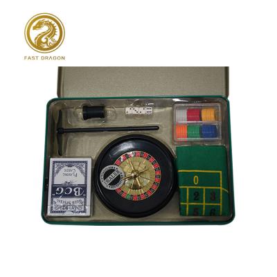 China Home Gambling/Casino/Party Casino Set 5 In 1 Metal Case Gift Toys For Party Collecting 60Pieces Poker Chips Roulette Balls Felt Mat Dice for sale