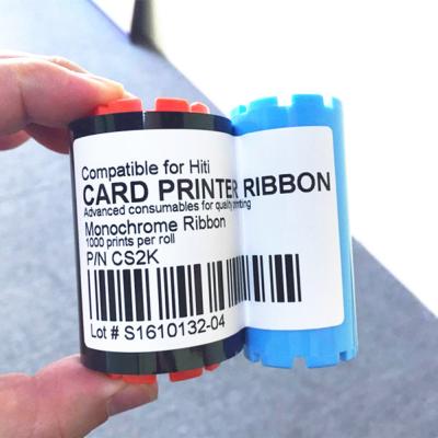 China Compatible universal code ribbon CS200e black ribbon 1000 copies COMPATIBLE for HITI cs-200e card printer without chip for sale