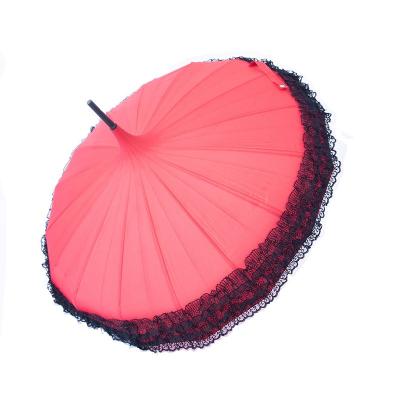 China High Quality New Product Curved Handle Lace Pagoda Straight Umbrella for sale