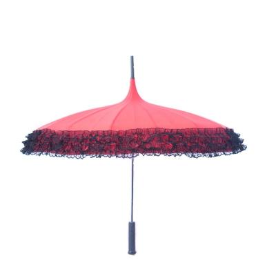 China Wholesale high quality ladies manual open and close 3 fold umbrellas lace up parasol for sale