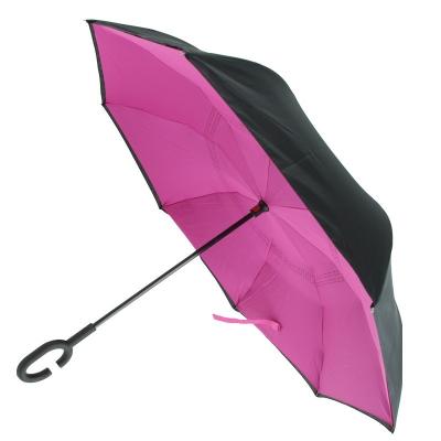 China High Quality Inside Double Layer Manual Full Printing Open Reverse Inverted C Handle Umbrella For Car for sale