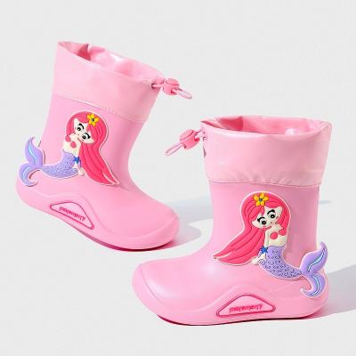 China Unicorn Cartoon Kids Raincoats Singlet Lovely Waterproof Lining Rubber Light Weight Printed Waterproof Rain Boots For Kids Wholesale Raining Shoes for sale