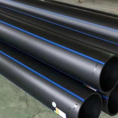 China Water HDPE Pipe Black Polyethylene Pipes With Custom Sizes And High Quality Lengths For Water With Blue Or Yellow Line for sale