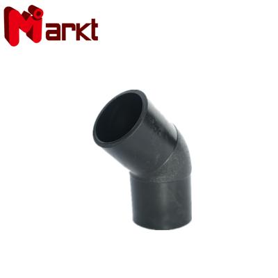 China Eco-friendly Butt Welding HDPE Pipe Fittings Union 45 Degree Elbow Bend HDPE PE PIPE Fittings for sale