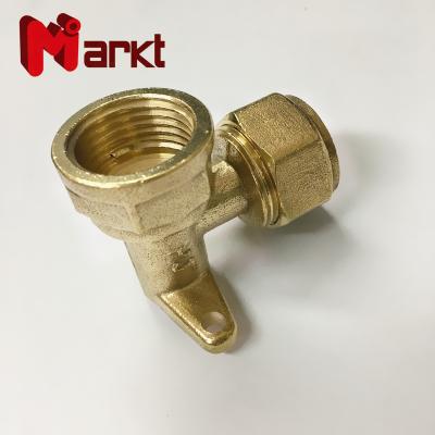 China Pipe Lines Connect Pex Al Pex Pipe Brass Pipe Fittings 90 Degree Female Elbow Threaded Wall Plated for sale