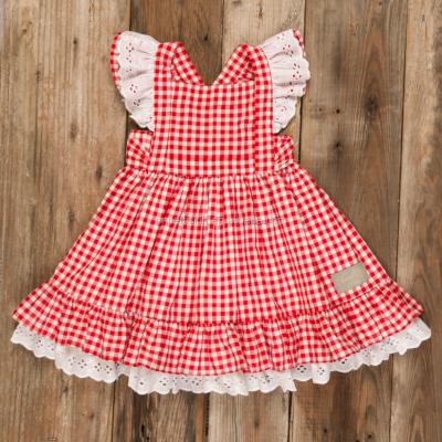 China Breathable Fashion Plaid Toddler Girl Red Dress Kids Casual Clothes Design Baby Warm Dress for sale