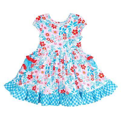 China Vintage spring floral print fashion kids dress best quality custom wholesale girls cotton dresses kids clothes factory for sale