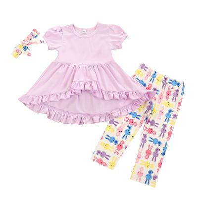 China 2022 New Washable Easter Girl Children Dressing Sets Cartoon Rabbit Printed Pants Kids Wear for sale