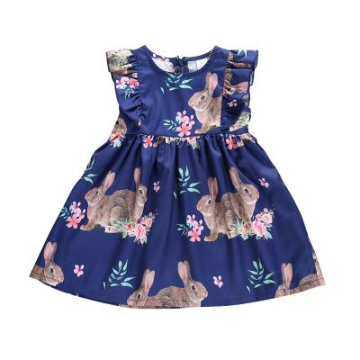 China New 2022 Summer Washable Easter Kids Dress Baby Girls Easter Cute Casual Rabbit Sleeveless Dress for sale