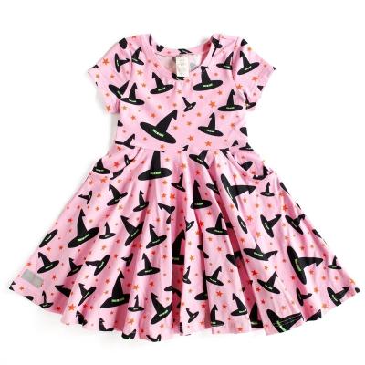 China Nice Breathable Halloween Baby Clothes Lace Cute Printed Shirt Dresses For Kids Dancing Pirouette Girls Dress Kids Casual Dress Soft Cotton for sale