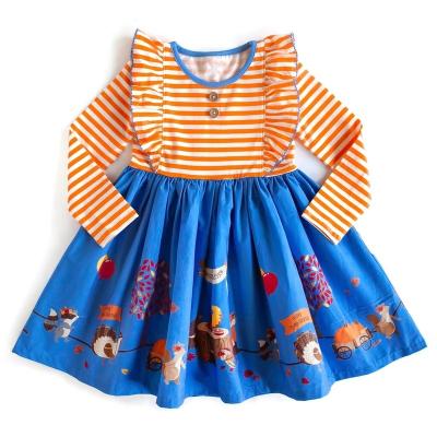 China Latest Style Thanksgiving Breathable Parade Dress Long Sleeve Fall Dress Cute Little Girls Stripe Sleeveless Summer Kids Casual Dress for sale