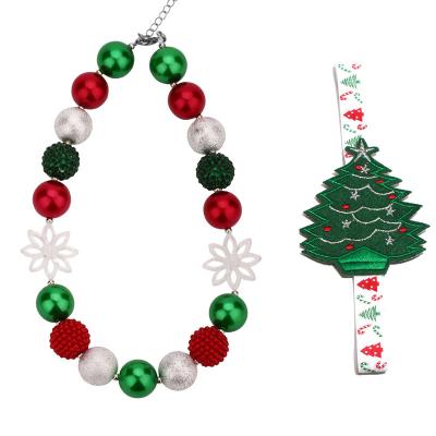 China 2022 Cute Christmas Jewelry Set Children's Necklace Beaded Christmas Tree for sale