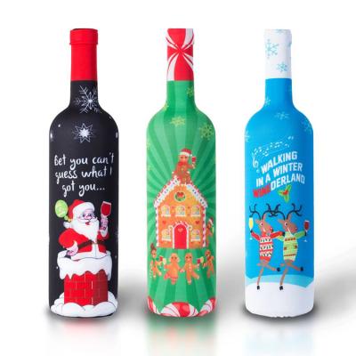 China Wholesale Cheap Festival Home Decoration Christmas Red Wine Bottle Cover for sale