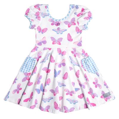 China High Quality Breathable Spring Girls Clothing Summer Spring Easter Butterfly Print Baby Floral Dresses For Girls for sale