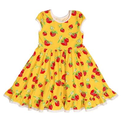 China Cute Print Breathable Clothing Strawberry Summer Fashion Clothes For Girl Children Dress Cute Baby Dress Design Dress for sale