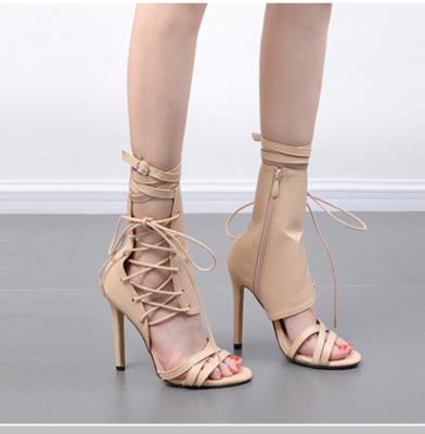 China Fashion trend new arrival women's sexy ladies heels outdoor sandals cross-strap sandals for sale