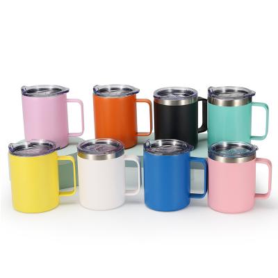 중국 OLERD 13 Ounce Sustainable Stainless Steel Logo Insulated Custom Thermos Mugs Camping Travel Coffee Mug Tumbler With Handle 판매용