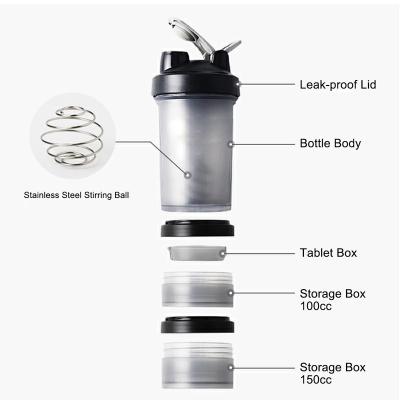 China Wholesale Customized OLERD Minimalist Three-Layer GYM Shake Drink Water Bottle Plastic Water Bottles Protein Shaker Plastic Bottle en venta