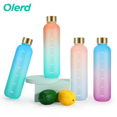 China Amazon Bpa Free Sports Sales Gradient Sports Water Bottle Tritan Sustainable Material Plastic Water Bottle With Leak Proof Lid for sale