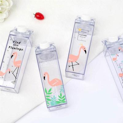 China OLERD BPA Free Viable 500ml Clear Plastic Milk Carton Shaped Transparent Plastic Milk Carton Clear Water Bottle for sale