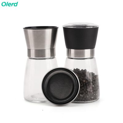 China Best Viable Price Manual Successful OLERD Amazon Spice Salt Pepper Mill Glass Container Disposable Grinder Te koop