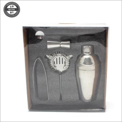 China Viable Professional Silver Bartender Cocktail Shaker Kit Set of 5 Pieces 550ml for sale