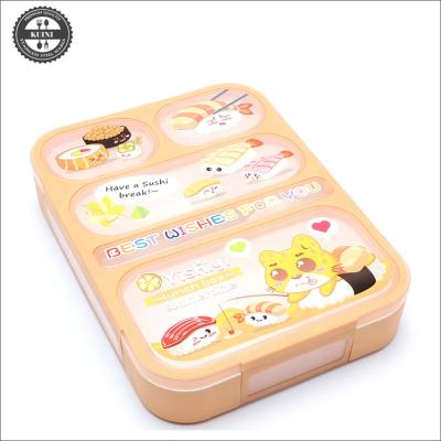 China 1000ML 5 Compartment Microwavable Plastic Bento Lunch Box for sale