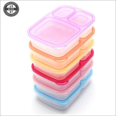 China Meal Prep Containers 6 Pack Microwavable Bento Lunch Box 3 Compartment Microwavable for sale