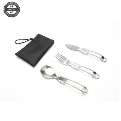 China 18/8 Stainless Steel Sustainable Camping Foldable Travel Cutlery Set for sale