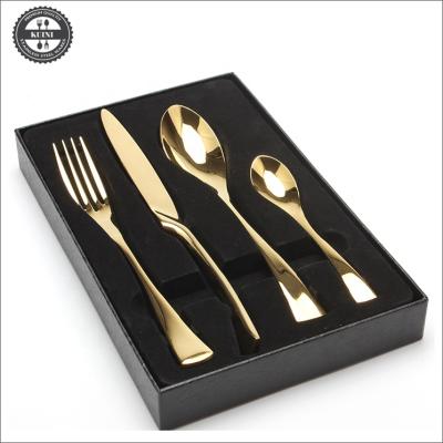 China Disposable 4 PCS Stainless Steel Gold Cutlery Gift Set for sale