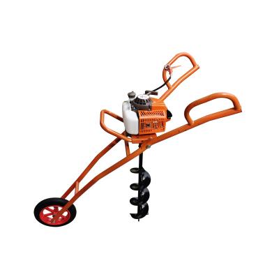 China Easy Start Hand Push Earth Drilling Rig Trolley 63cc Drill Bit Earth Auger With Stand for sale