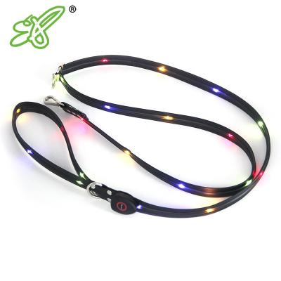 China Hot Selling Lights USB Rechargeable Visibility Lit Glow LED Pet Leash For Pet Night Walking for sale