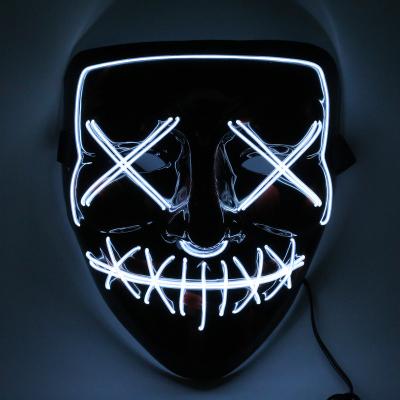 China Halloween Party Mask White Color Halloween Rave Neon Mask With EL Wire For Party for sale