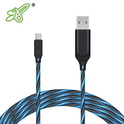 China RGB USB Charging Data Cables Hot Selling 3A LED Flow Cable Hot Selling Visible Current Light Up Strings USB C Fast Charging Cable Compatible with Samsung and More for sale