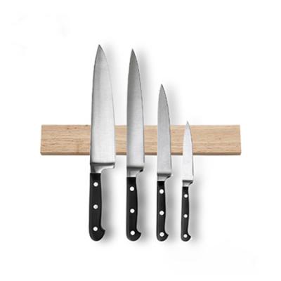 China Sustainable Walnut Wooden Stone Maple Bamboo Stainless Steel Magnetic Knife Holder For Kitchen for sale