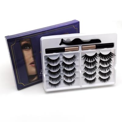 China Long 10 pairs natural set magnetic eyeliner and 3D Mink Magnetic Lashes for sale