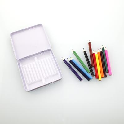 China office & School Mini Pencil Half Size Colored Pencil Metal Tin Box for sale