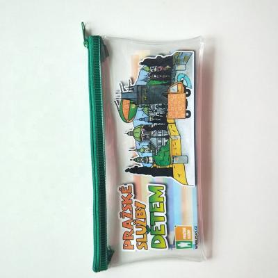 China Transparent Colorful Printed School Pen Bags Plastic Stationery PVC Pencil Bag for sale